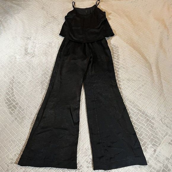 DREW Pants - Size XS Drew Black Jumpsuit Baggy Wide Leg Lightweight Pockets Adjustable Straps